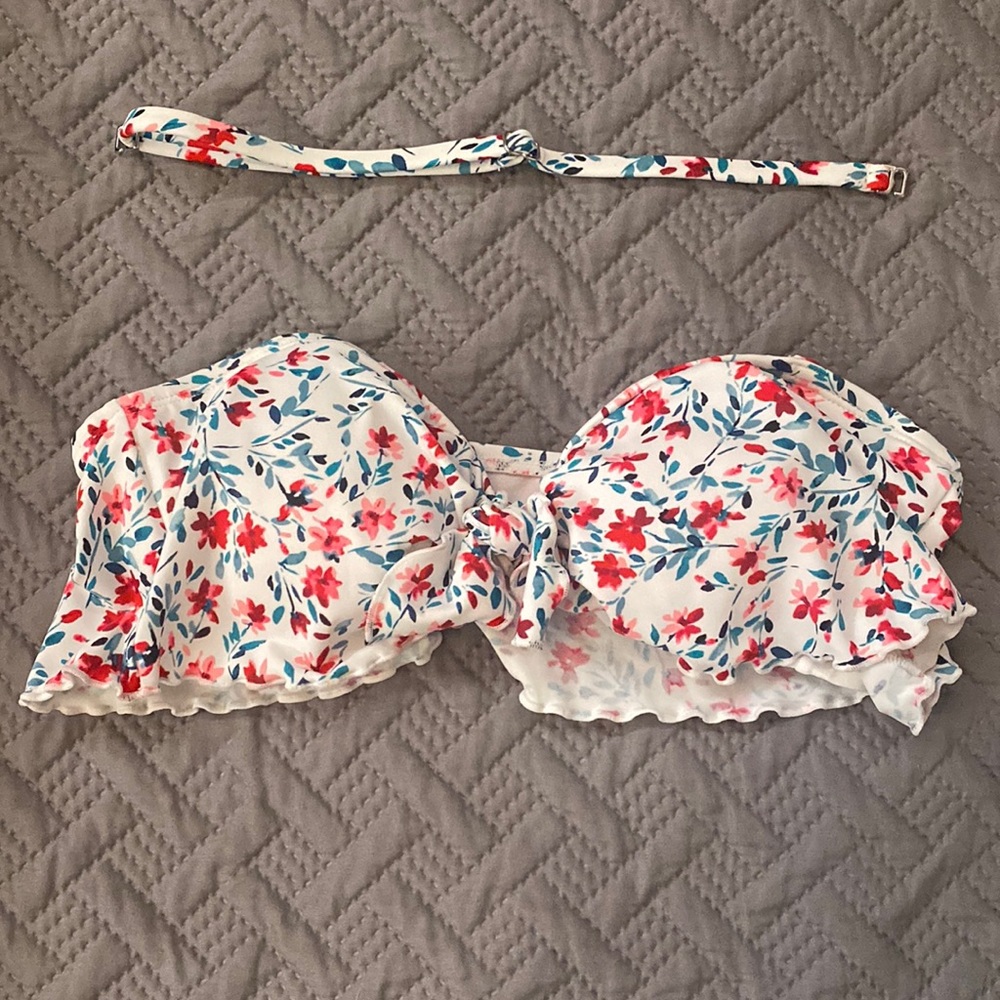 Floral Strapless Bikini Top